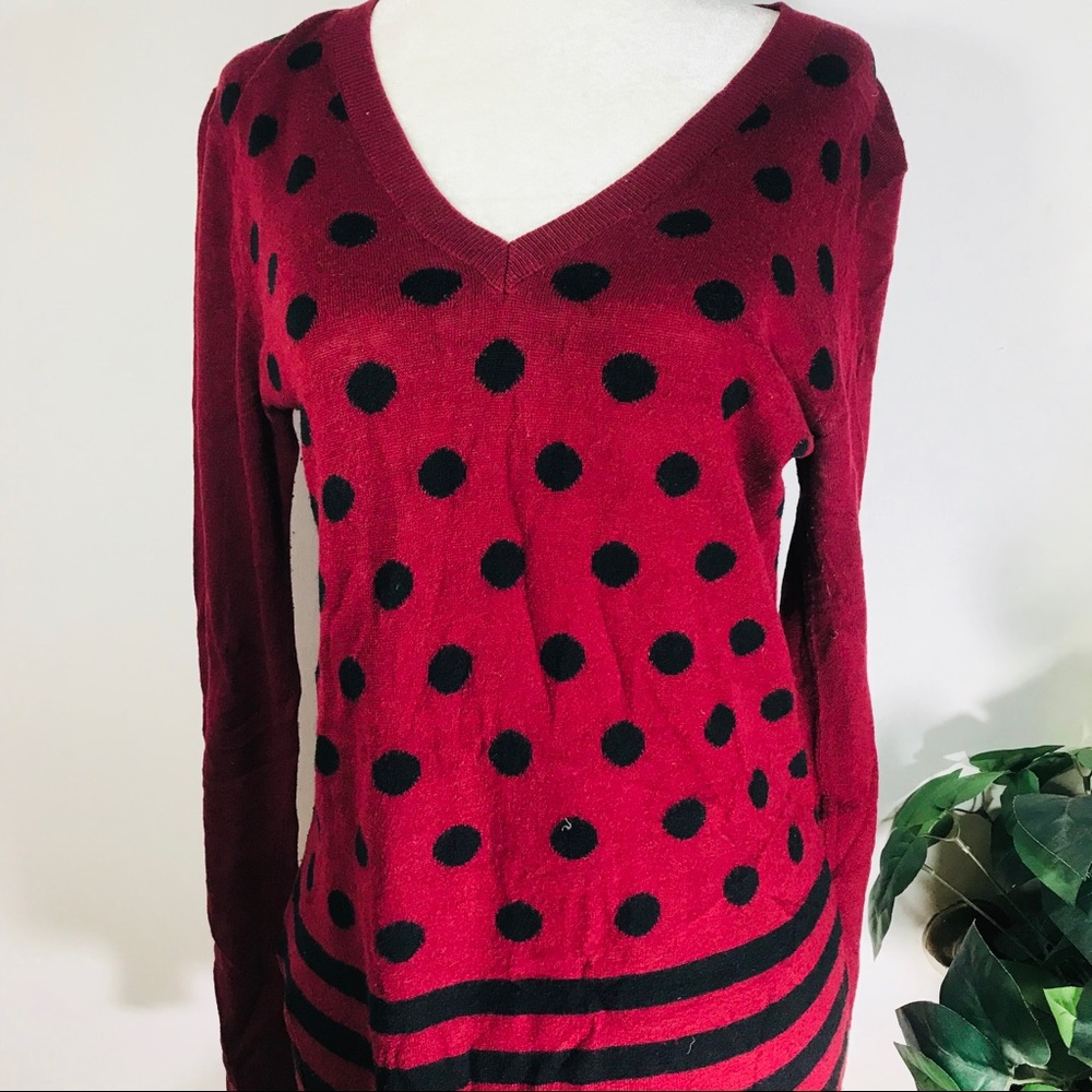 Loft red polka dot sweater